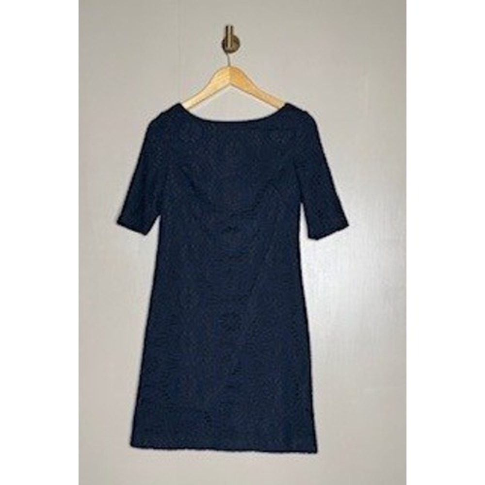 Adrianna Papell Navy‎ Lace Sheath Dress Womens Size 4 Cocktail Wedding Guest
